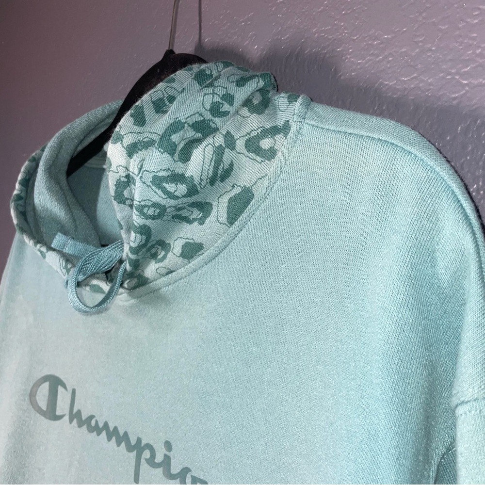 Champion Ladies' Color Block Hoodie Size Large Attached Hood Aqua Tonic toggle - Picture 7 of 16